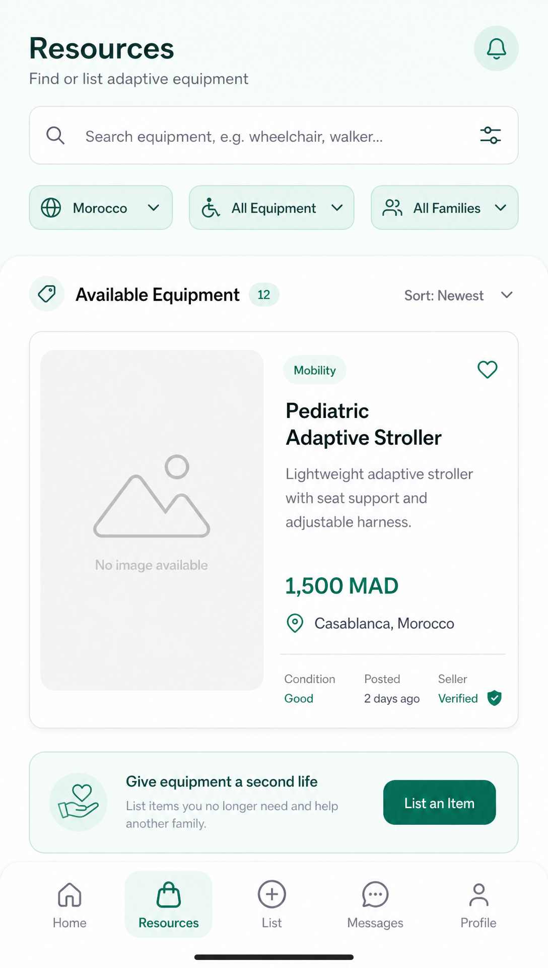 Écran de la marketplace solidaire Camélia